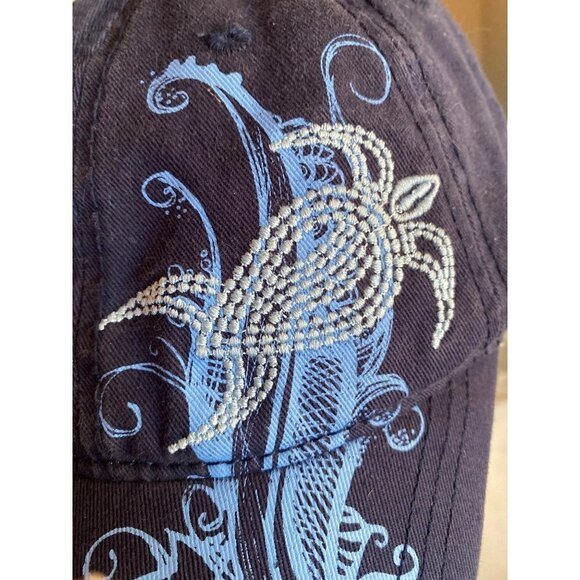 Yatchclub Blue Baseball Hat Cap Embroidered Turtle Detail Adjustable - Picture 2 of 7